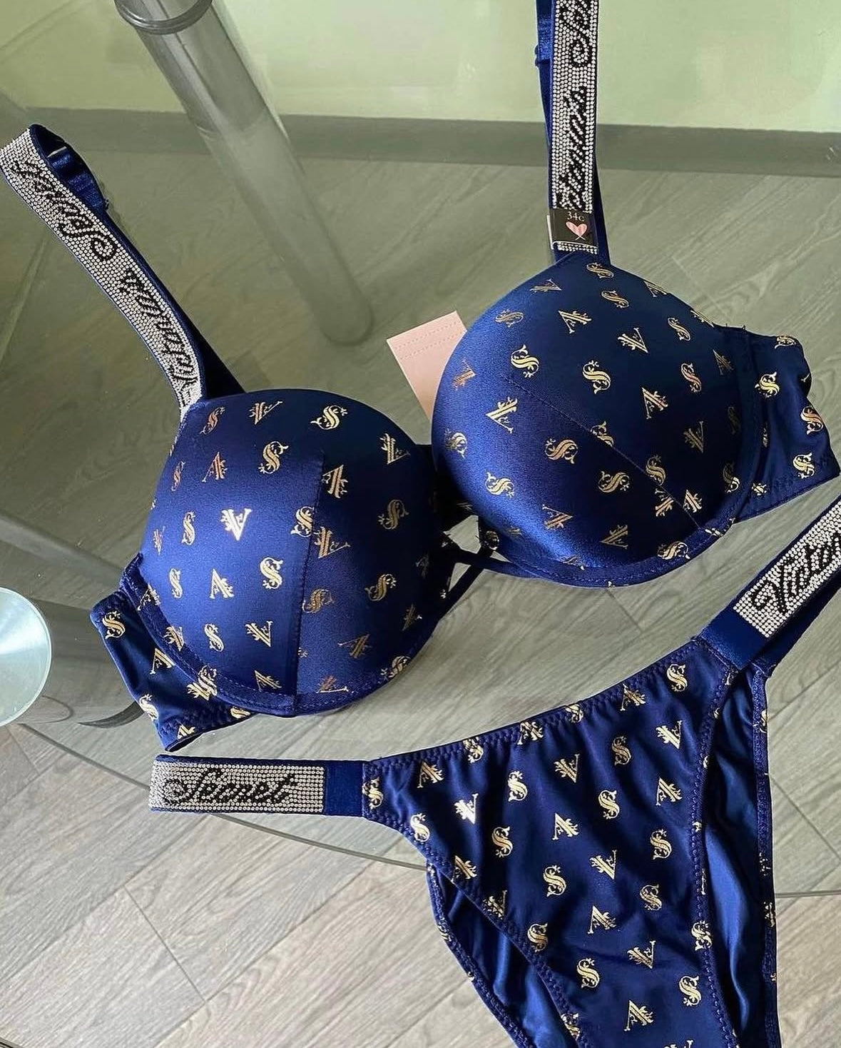 Gold written VS Bra Set(Royal Blue šµ