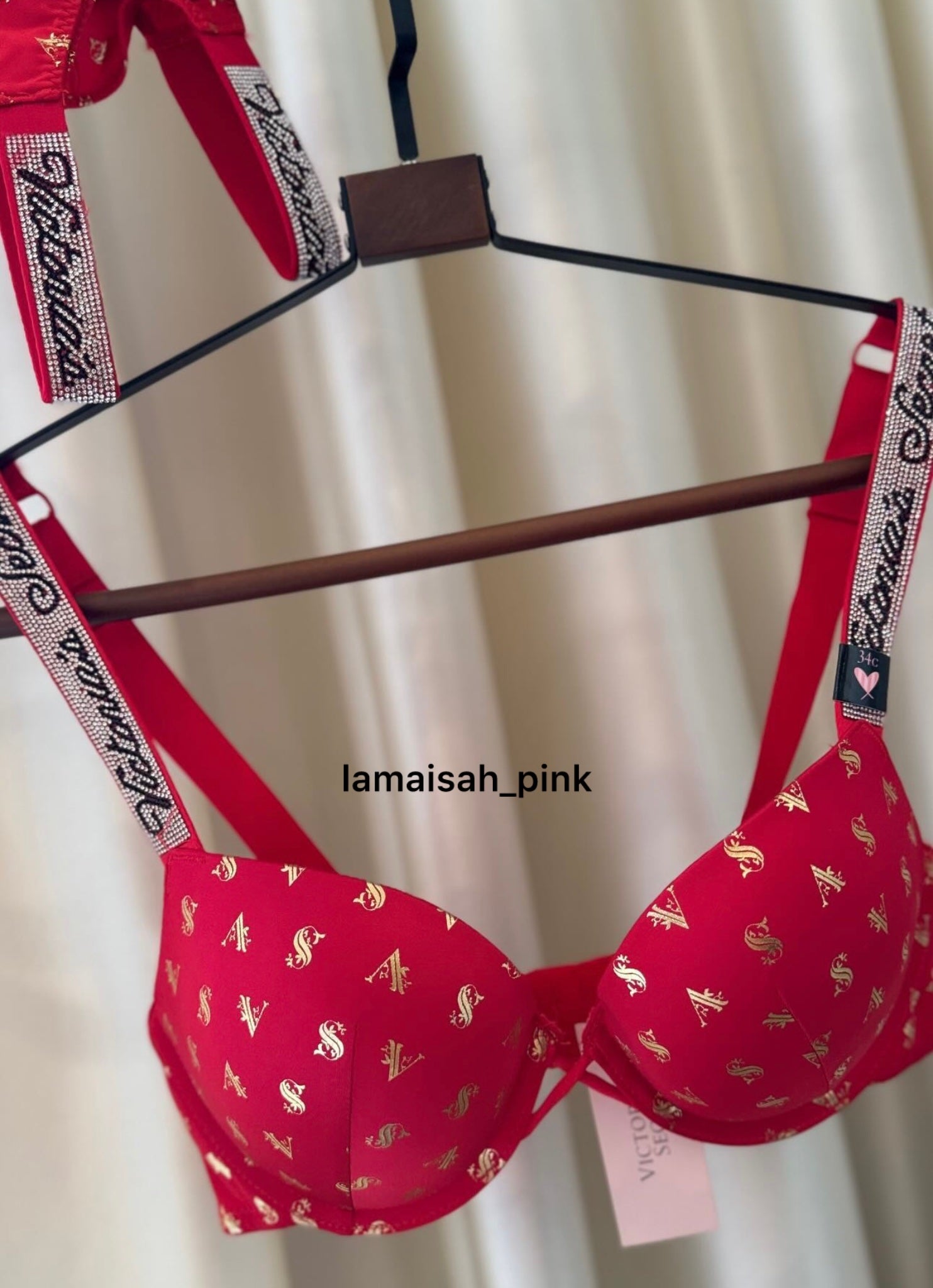 Gold written VS Bra Set(Carrot Redš„