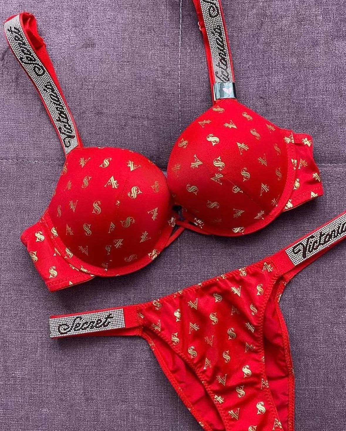 Gold written VS Bra Set(Carrot Redš„