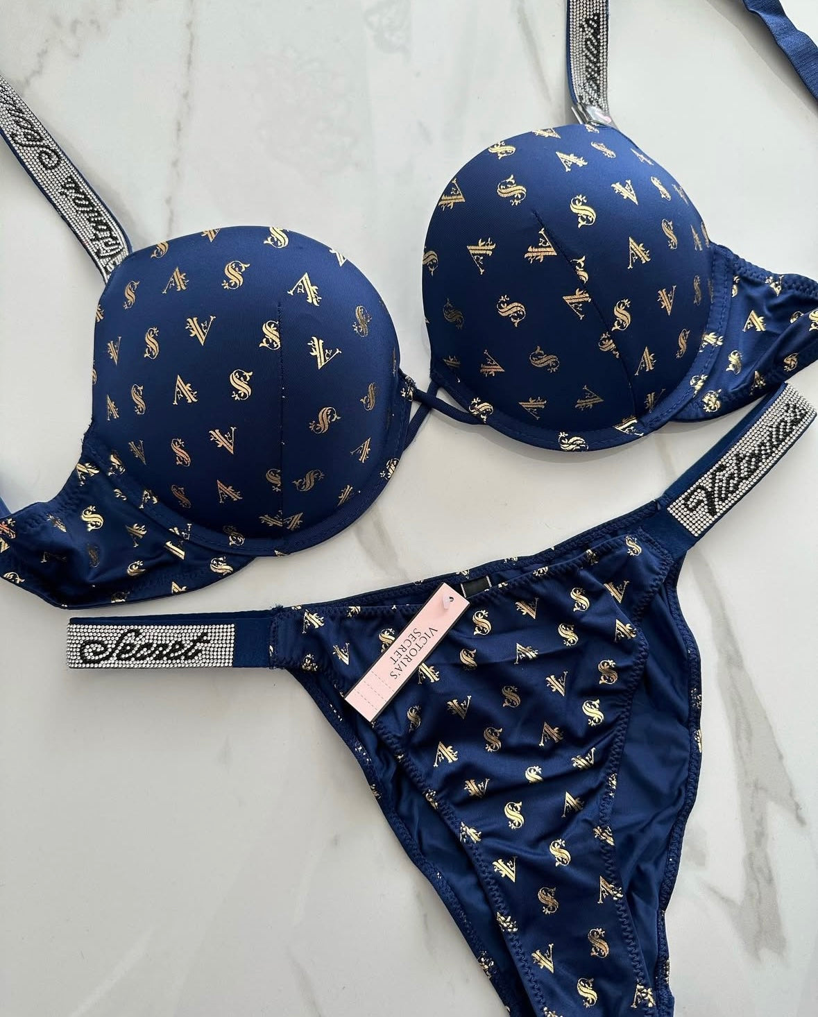 Gold written VS Bra Set(Royal Blue šµ
