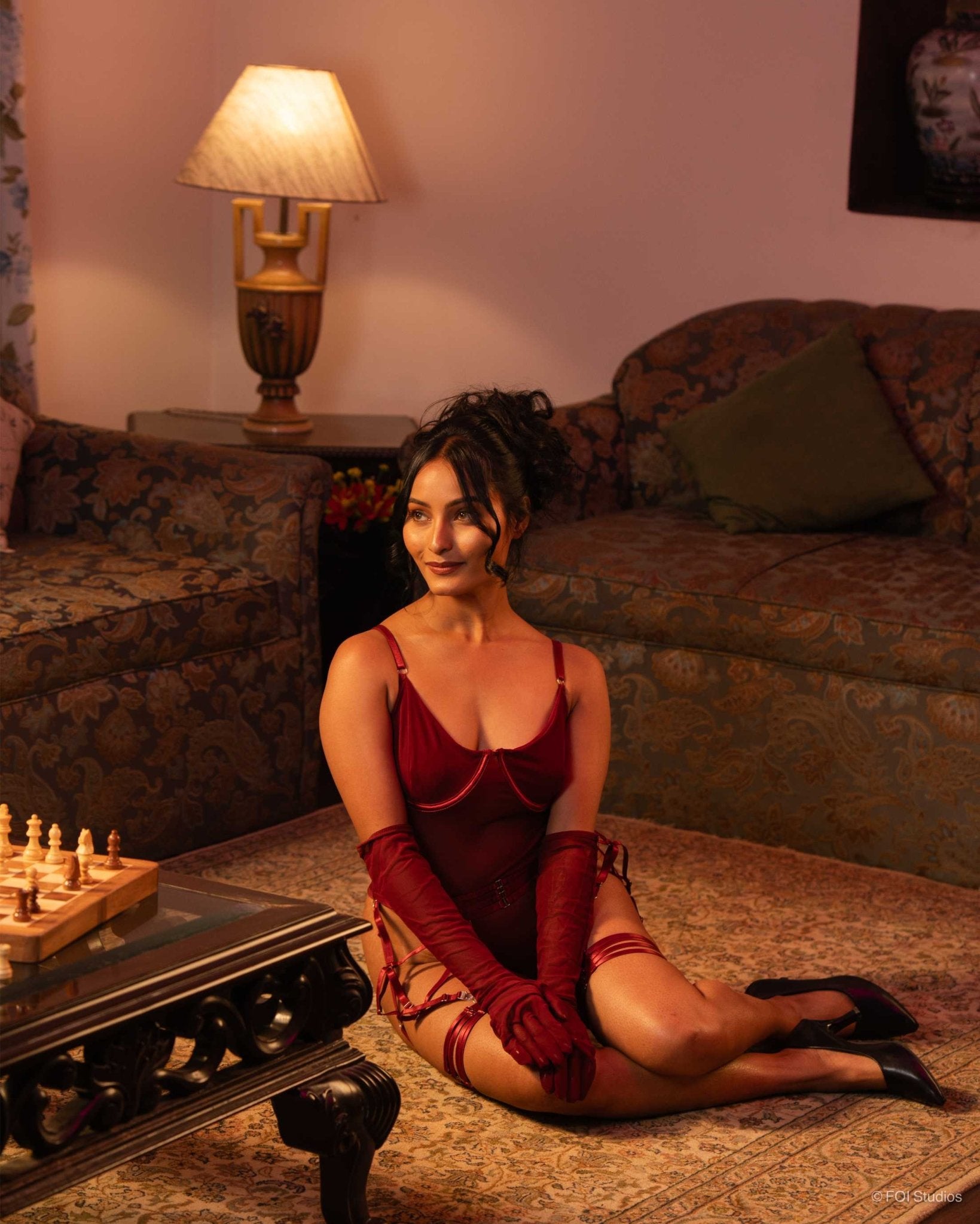 Noir Obsession Fatal Attraction Lingerie With Gloves And Garter Belt