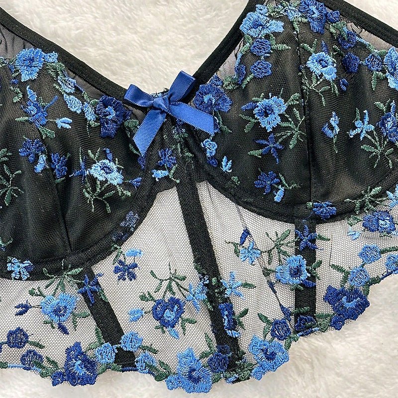 Rosé All Dazed Sheer Embroidered Lingerie