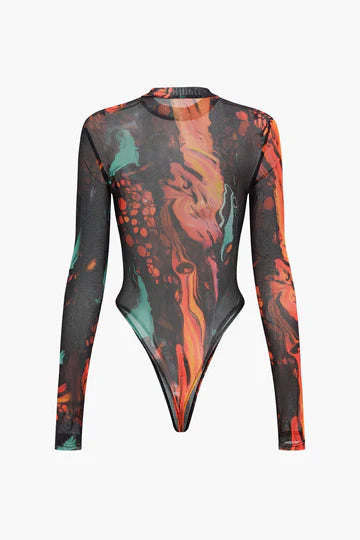 Mesh Tie Die Bodysuit