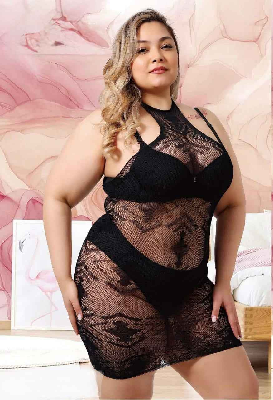 Plus Size Half Net Body Stocking