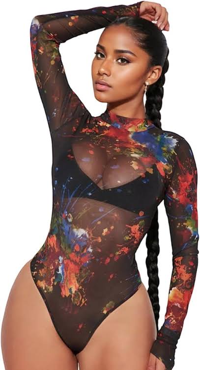 Mesh Tie Die Bodysuit