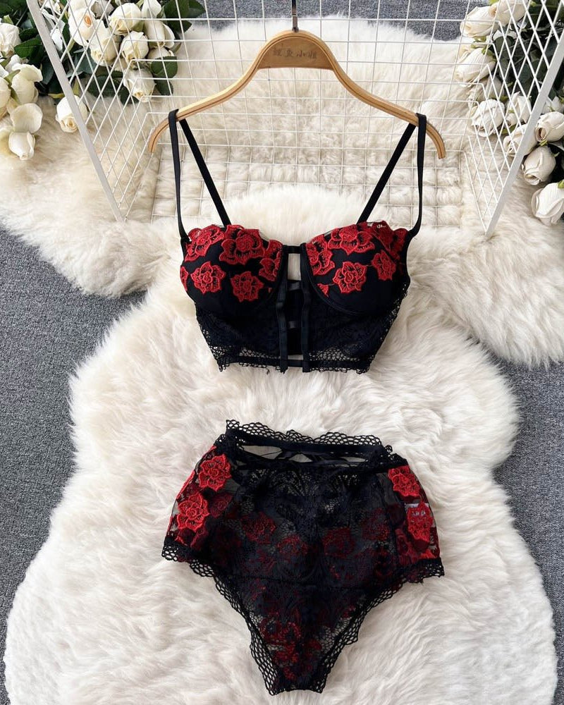 Crimson Bloom Lingerie Set